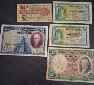 Vendo o cambio 5 billetes antiguos españoles: Pes