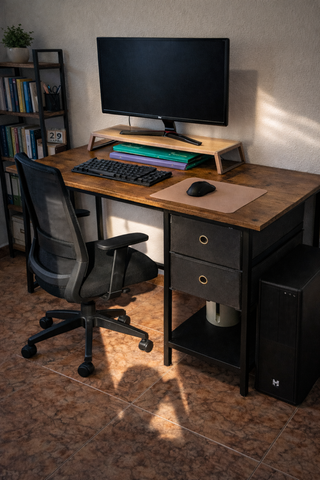 Escritorio rústico madera y metal