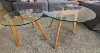 Mesas de centro redondas madera y cristal