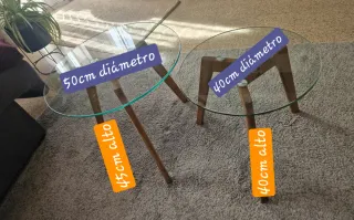 Mesas de centro redondas madera y cristal