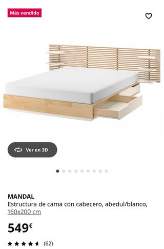 Cama MANDAL Ikea Ratán y Madera