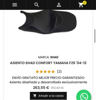 Asiento Shad Confort Yamaha FZ6