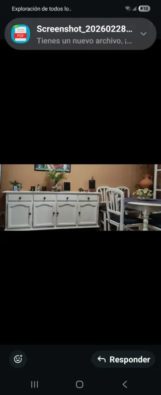 Comedor completo madera natural, pintado en blanco