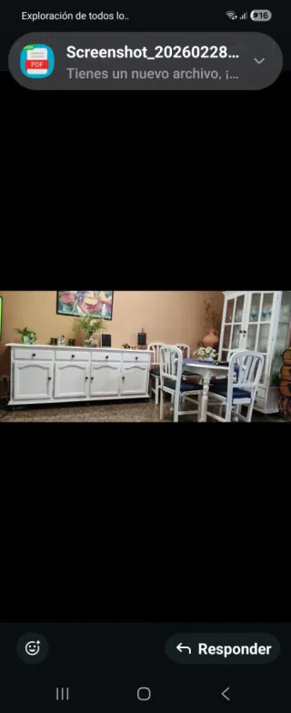 Comedor completo madera natural, pintado en blanco