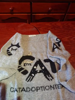 Jersey Tiramisu gato lentejuelas Talla L