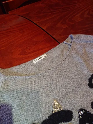 Jersey Tiramisu gato lentejuelas Talla L