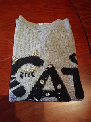 Jersey Tiramisu gato lentejuelas Talla L