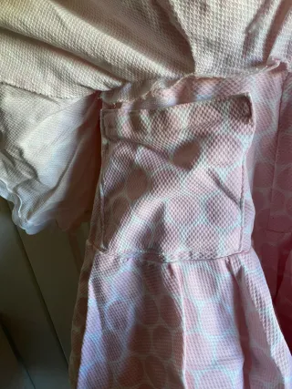 Traje Flamenca Piqué Blanco Lunar Rosa Bebé