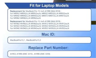 Batería Apple A1953 MacBook Pro 15” (2018/19)