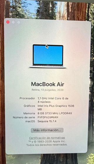 MacBook Air 13,3 Plata 2020