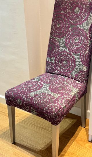 6 Sillas Comedor Mandala tapizado morado/plata