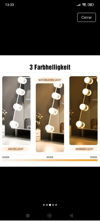 Espejo de maquillaje con luz LED