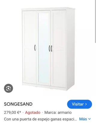 Armario SONGESAND Blanco con Espejo