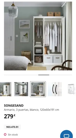 Armario SONGESAND Blanco con Espejo