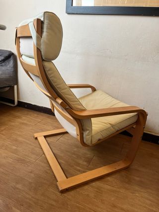 Sillón IKEA POÄNG Piel Blanca