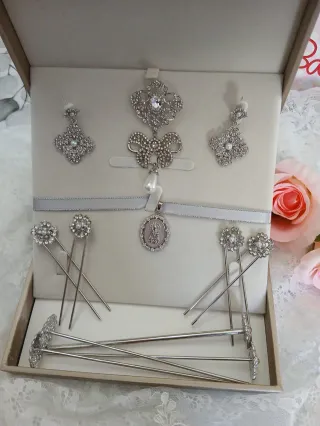 Aderezo Fallera Niña Plata Medalla Virgen Nácar