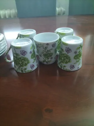 Juego de café para 6, porcelana floral