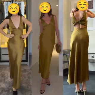 Vestido midi satinado zara