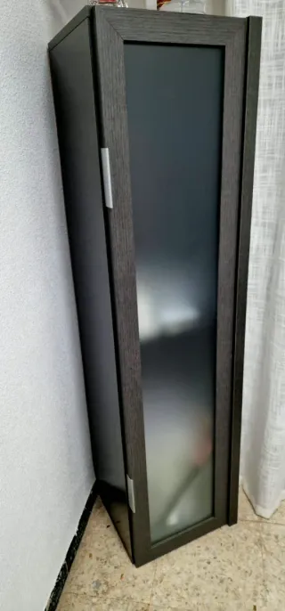 Estantería madera y cristal oscura