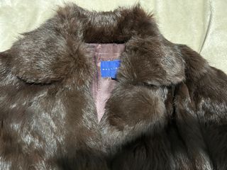 Abrigo largo piel conejo marrón