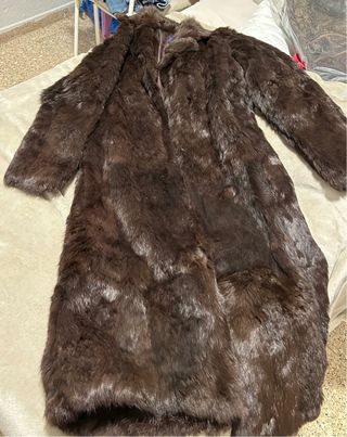 Abrigo largo piel conejo marrón