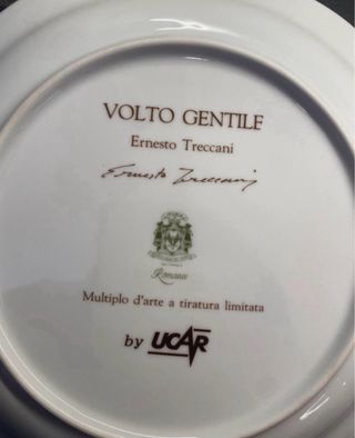 Piatto d'arte Ernesto Treccani Volto Gentile