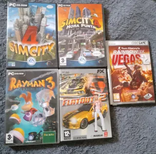 Lote 5 Juegos PC: SimCity, Rayman 3, FlatOut 2, R6