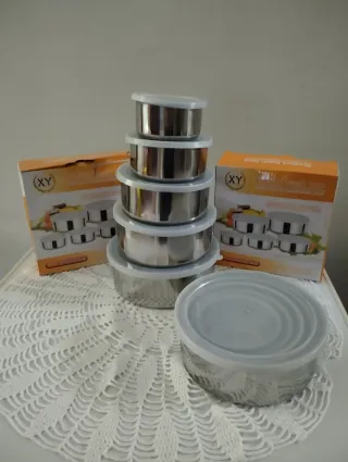 Set Contenitori Acciaio Inox con Coperchi