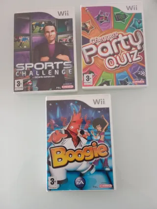 3 Juegos Wii: Boogie, Party Quiz, Sports Challenge