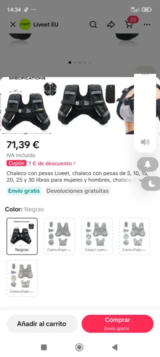 Chaleco de pesas Liveet