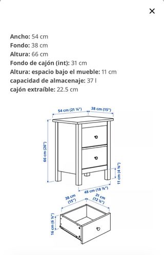 Cómoda de 2 cajones Hemnes Ikea Blanca