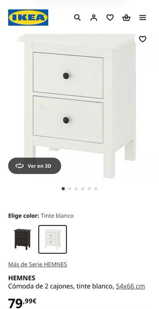 Cómoda de 2 cajones Hemnes Ikea Blanca
