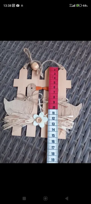 Ornamento country in legno con 2 anatre