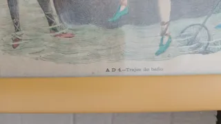 Litografía antigua Trajes de baño