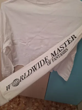 Camiseta Crop Manga Larga Pull&Bear Blanca