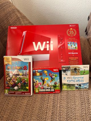 Nintendo Wii Edición Especial 25 Aniversario Roja