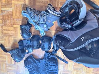Casco y mochila para patines