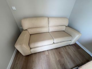 Sofá de piel 3 plazas color beige