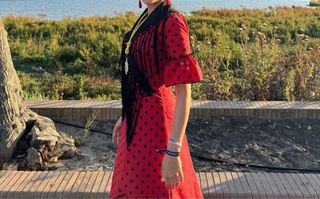 Bata Rociera Roja Lunares Negros