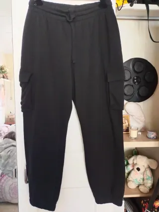 Pantalón Cargo Zara Mujer Negro