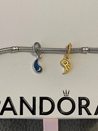Charm Yin Yang Plata S925 Azul Dorado