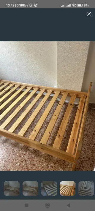 Estructura cama individual de madera 90 x 200