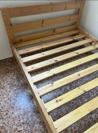 Estructura cama individual de madera 90 x 200