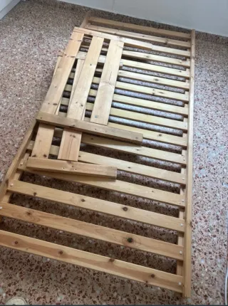Estructura cama individual de madera 90 x 200