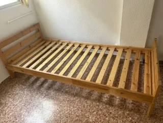 Estructura cama individual de madera 90 x 200