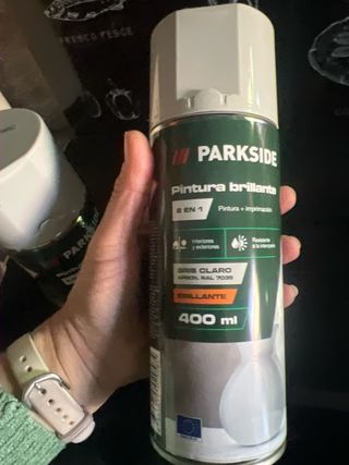 Spray Pintura Brillante Parkside 2 en 1 Gris Claro