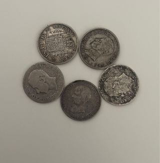 Lote 5 Monedas Plata 50 Centimos Alfonso XIII