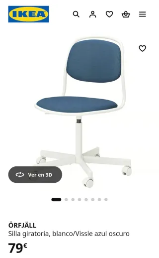Silla giratoria Ikea azul y blanca