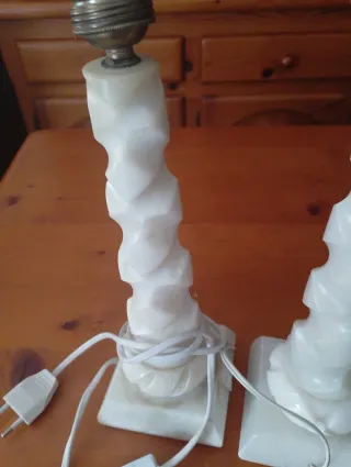 Juego 2 lámparas alabastro blanco