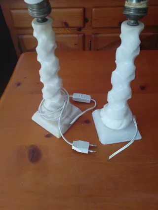 Juego 2 lámparas alabastro blanco